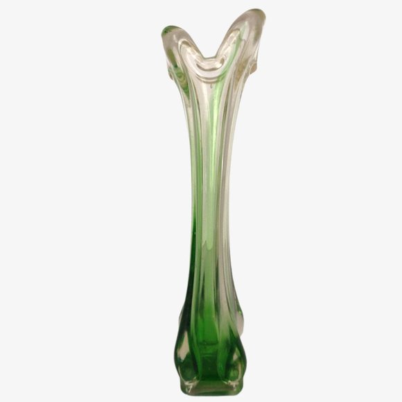 Vintage MCM Hand Blown Art Glass Twist Vase 11.5" - Picture 3 of 7